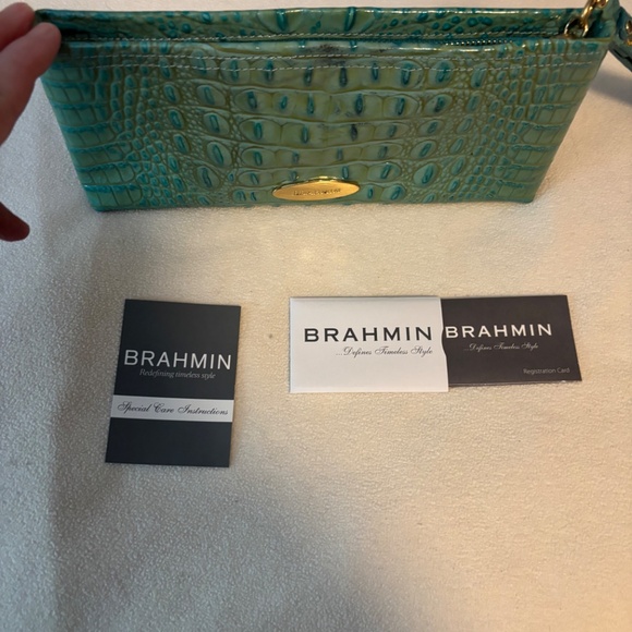 Brahmin Special Edition Turquoise Croc Embossed Clutch and Wristlet - Picture 10 of 11